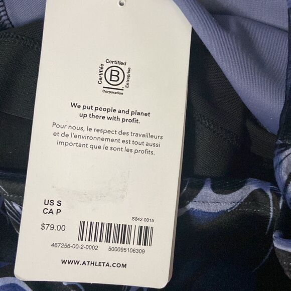 NWT Athleta Exhilarate Velvet Crop Top S A-C Black Plum Lavender Paisley - Picture 6 of 7